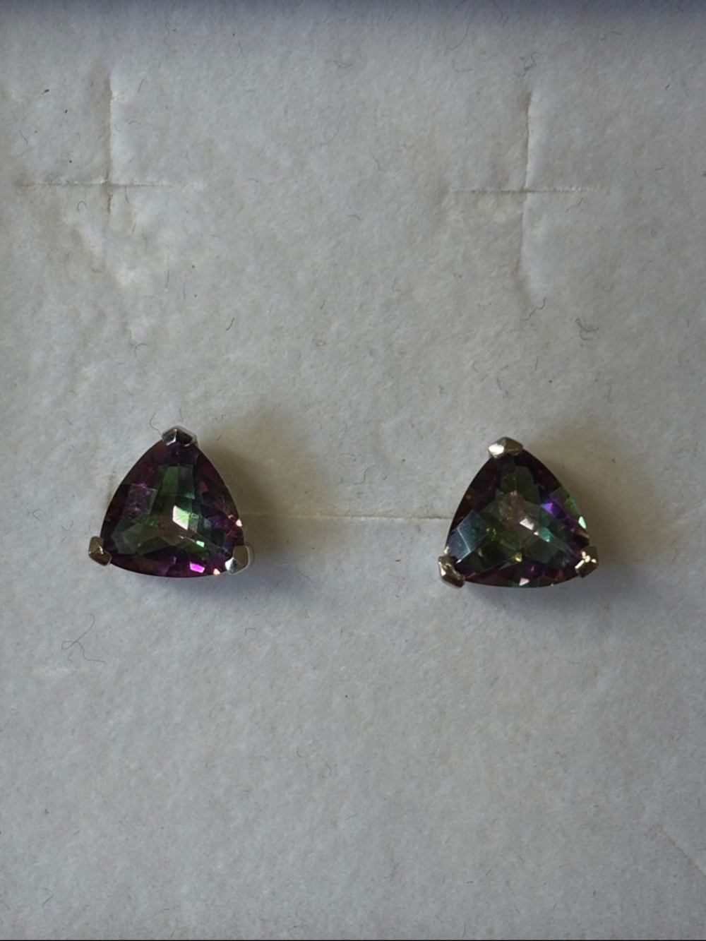 925 Trillion Cut Mystic Topaz Gemstone  Sterling Silver Stud Earrings